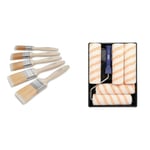 Hamilton For The Trade Fine Tip Brushes | 5 Brush Pack | 1", 1.5", 2", Brown & for The Trade Medium Pile Roller Set with Tray | 7 Piece Set | 9" (1.75" Core)