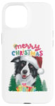 iPhone 15 Merry Xmas Border Collie Pjs Mum and Dad Christmas Card Tee Case