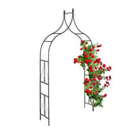 Relaxdays Arche à rosiers, métal, Portail de Jardin, HxLxP : 270x145x37 cm, tuteur Solide pour Plantes grimpantes, Noir