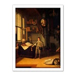 Artery8 Van Gaesbeeck Young Man In A Study Painting Artwork Framed Wall Art Print 18X24 Inch