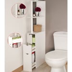 Idmarket - Meuble wc étagère bois willy 3 portes blanc - Blanc