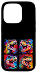 Coque pour iPhone 14 Pro Dinosaure T Rex Pop Art Dessin Coloré Peinture