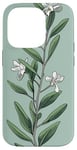 iPhone 14 Pro Leaves Botanical Plant Line Art Sage Green Wildflower Floral Case