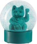 Tra-Donkey Maneki Neko Lucky Globe Chat Angulaire Vert ¿ Boule À Neige Avec Le Chat Lucky Original En Vert, 11,5 Cm De Haut