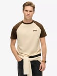 Superdry Essential Logo Baseball T-Shirt, Oatmeal/Bracken Brown