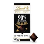 Lindt EXCELLENCE Dark 90 Percentage Cocoa dark chocolate bar, 100 g