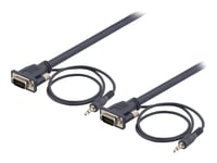 Deltaco Rgb-903 - Vga-/Ljudkabel - Hd-15 (Vga), Stereo Mini Jack (Hane) Till Hd-15 (Vga), Stereo Mini Jack (Hane) - 3 M - Tumskruvar - Svart