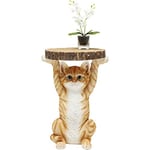 Kare Design Table d'appoint Animal Ms. Cat, Chat, marron/orange, rond, capacité de charge max 20kg, meuble, decoration chambre, salon, Ø33cm, Bois, polyrésine, 33 x 35 x 52 cm