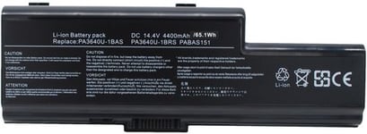 Kompatibelt med Toshiba Qosmio F50-108, 14.4V, 4400 mAh