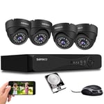 SANSCO HD CCTV Security Camera System, 8 Channel 5MP DVR with (4) 2MP In/Outdoor Dome Surveillance Cameras, 1TB Hard Drive (Vandal-Proof, Continuous/Motion Recording, Rapid USB Backup, Remote Access)