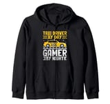 Taxi Driver By Day Gamer By Night Cab Taxis Drivers Zip Hoodie