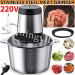 Electric Food Processor Blender Mini Chopper Meat Grinder 3L Mixer 300W 2 Speed