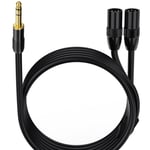 Câble adaptateur convertisseur audio stéréo asymétrique pour micro, mixeur, amplificateur, carte son 6,35 mm vers 2XLR mâle (0,5 m)