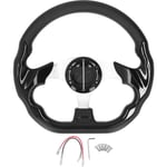 Start - Steering Wheel Black pu Leather Racing Style Comfortable Grip Modification Steering Wheel Replacement for Car