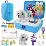 STAY GENT Chien Jouet Enfant Cadeau Jouet Fille 2 3 4 5 6 Ans, Docteur la Peluche Jouets 16 Articles Jouet Veterinaire Enfant avec Sac à Dos Chien Peluche Nourrir Toilettage Jouet Cadeau pour Enfant