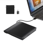 ORIGBELIE Lecteur CD Externe USB 3.0 et Type-C Portable CD/DVD +/-RW Graveur DVD Externe, Ultra Mince Lecteur DVD Externe pour PC Laptop Desktop iMac MacBook Pro/Air Windows 11/10/8/7/XP Linux Mac OS