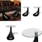 Table basse et dessus de table Verre rond Noir brillant 2 pcs - table basse - tables basses - Home & Living - Noir