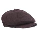 Newsboy Hat Men Herringbone Octagonal Cap British Vintage Brand Autumn Winter Beret Hat-Brown,One Size