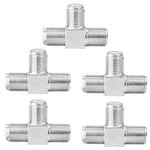 Lot de 5 3 Voies Adaptateur TV en T, Adaptateur d'antenne Femelle 3 Voies, F-Type Femelle 3 Voies, pour Câble Coaxial, Doubleur de Câble d'antenne TV