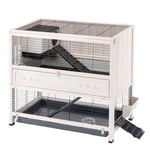 Ferplast Clapier Cottage en Bois FSC, Cage pour Lapins, 2 étages spacieux. Accessoires Inclus