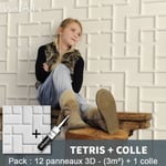 Panneau Mural 3d Wallart Mur 3D Tetris 3m² + Colle