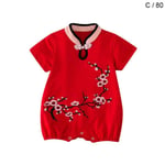 Baby Clothes Romper Full Moon Suit Chinese Style Cheongsam C Red 80cm