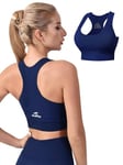 CLDFHX Sports Bras Women Seamless Padded Without Underwire High/Mid Impact Support Racerback Sport Bra for Workout Yoga Gym, Purple, 3XL