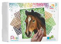 Pixel P090027 Emballage Cadeau mosaïque Cheval pour Enfants, Image d'environ 20,3 x 25,4 cm, système d'assemblage Simple avec des tesselles en bioplastique, sans Repassage ni Collage