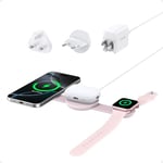 Anker MagSafe Compatible 3-in-1 Wireless Charging Station, Qi2 Certified 15W MagGo Charger, Foldable Travel Wireless Charging Pad for iPhone 16/15/14/13/12 Series, AirPods, Apple Watch, and More