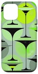 Coque pour iPhone 12/12 Pro Martinis inspiré des années 50 en gris, vert turquoise, citron vert