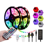 LED Strip Lights, 10 m Ultra Long RGB LED Lights, 600 LEDs SMD 5050 DC 12V Rope Lights with 44 Key IR Remote, Sync to Music, Colour Changing LED Light for Party Garden Home Ceiling Decoration