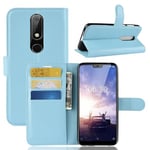 Nokia 6.1 Plus (X6)      Pu Wallet Case    [Lightblue]