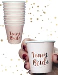 10 st "Team Bride" Roséguld Shotglas i Papper - Hen Blush