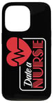 Coque pour iPhone 13 Pro Infirmière Heartbeat Medical Professional Fun Date a Nurse