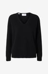 Selected FEMME - Tröja slfLulu New LS Knit V-neck B - Svart