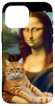 Coque pour iPhone 16 Pro Max Mona Lisa tenant un chat Portrait d'art Peinture Kitty Cat