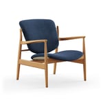 House of Finn Juhl - France Chair, Dark oiled oak, Cat. 2 Hallingdal 65 - 764 - Lenestoler - Finn Juhl - Tre farget,Blå - Tre/Tekstilmateriale