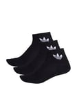 adidas Originals Unisex 3 Pack Mid Ankle Socks - Black, Black, Size Xs, Men