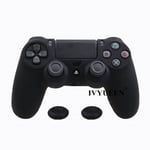 Musta-pehmeä silikonikumikotelo Sony PlayStation Dualshock 4 PS4 DS4 Pro Slim Controller -suojakotelolle + 2 peukalokahvaa