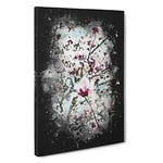 Pink Magnolia Blossom Tree Paint Splash Canvas Print for Living Room Bedroom Home Office Décor, Wall Art Picture Ready to Hang, 30 x 20 Inch (76 x 50 cm)