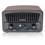 Radio Numérique Portable Vintage DAB+/FM Bluetooth USB, Stéréo, Double Réveil  R