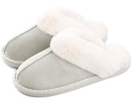 Chaussons Femme Homme Hiver Chaud Fourrés Antidérapants Confortable Doublure Maison Douce Pantoufles Intérieur/extérieur Gris Glacier 300