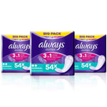 Always Dailies Panty Liners Normal Daily Fresh Protect Flexible Pack 3 x 54 Pads