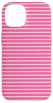 Coque pour iPhone 14 Rose Blanc rayé Girly Esthétique Preppy Stripe