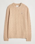 GANT Lambswool Cable C-Neck Khaki Melange