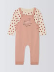 John Lewis ANYDAY Baby Happy Days Cat Dungaree and Long Sleeve T-Shirt Set, Pink