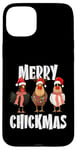 Coque pour iPhone 15 Plus Merry Chickmas Chapeau de Père Noël lumineux Motif poule