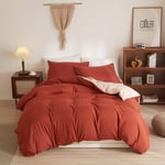 Ruccit Burnt Orange&Cream Duvet Cover Set Double Reversible Orange Bedding Set 2