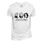 T-Shirt Homme Col V J'écoute Les Morts Bach Mozart Beethoven Musique Compositeur Classique