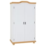 Armoire penderie avec 2 portes 1 étagère et 1 tringle en pin massif blanc/brun